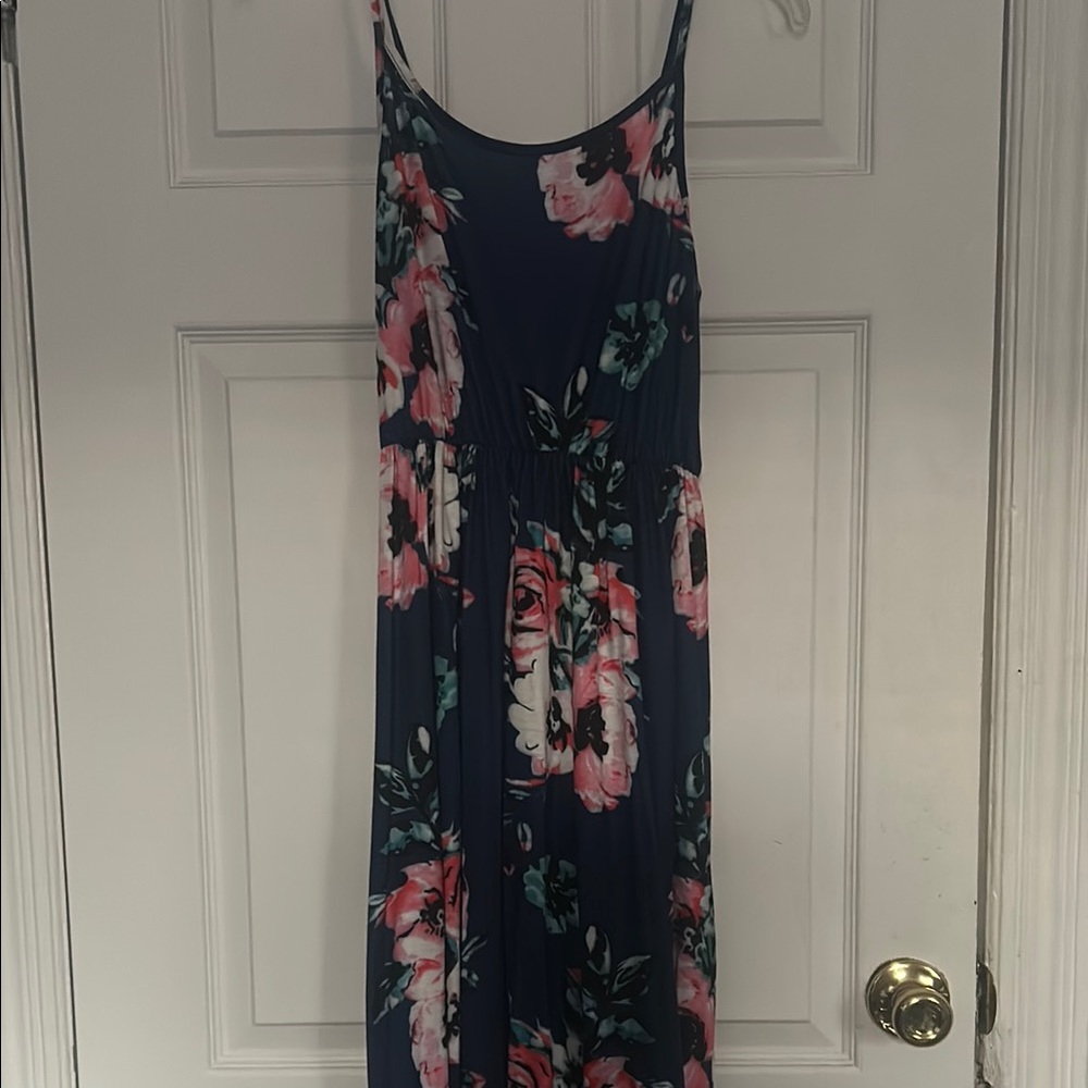 Amazon Floral Maxi Dress - Navy and Pink